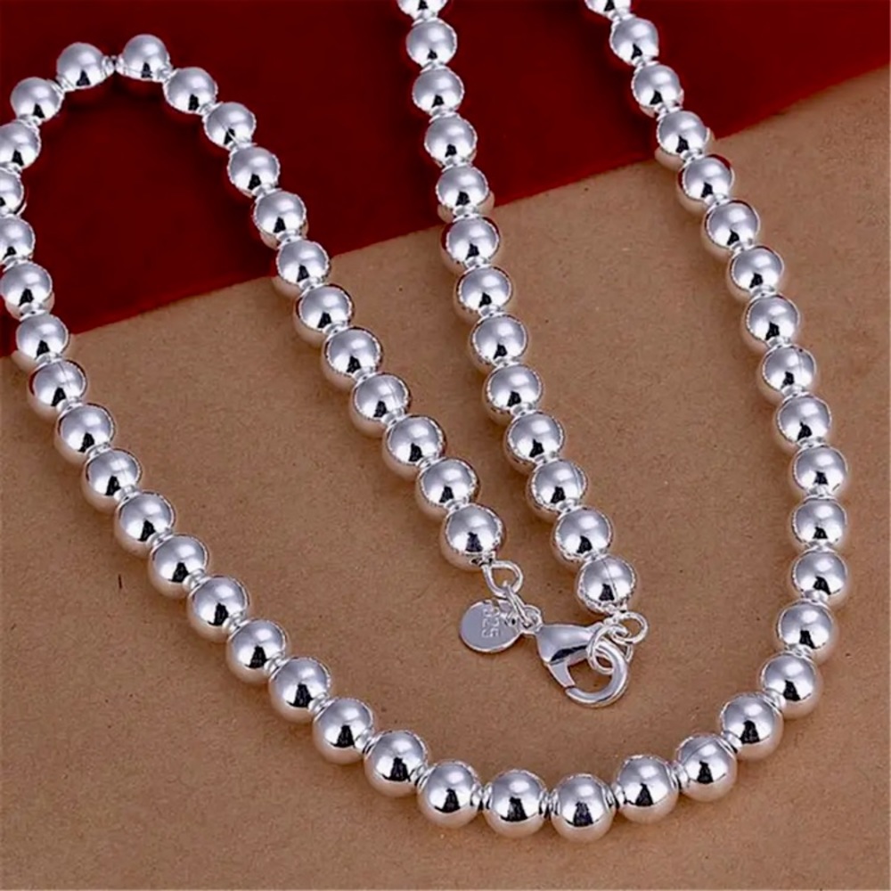 ๐ Sterling Silver Beaded Beads Necklace - Picture 3 of 5